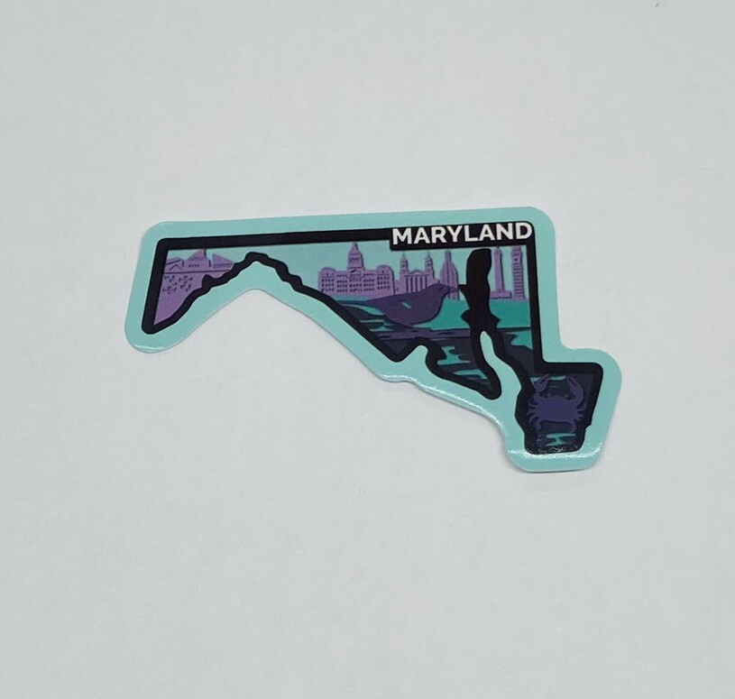 Maryland State Map Sticker Art Decal Vinyl USA Travel Souvenirs Journal Tc6