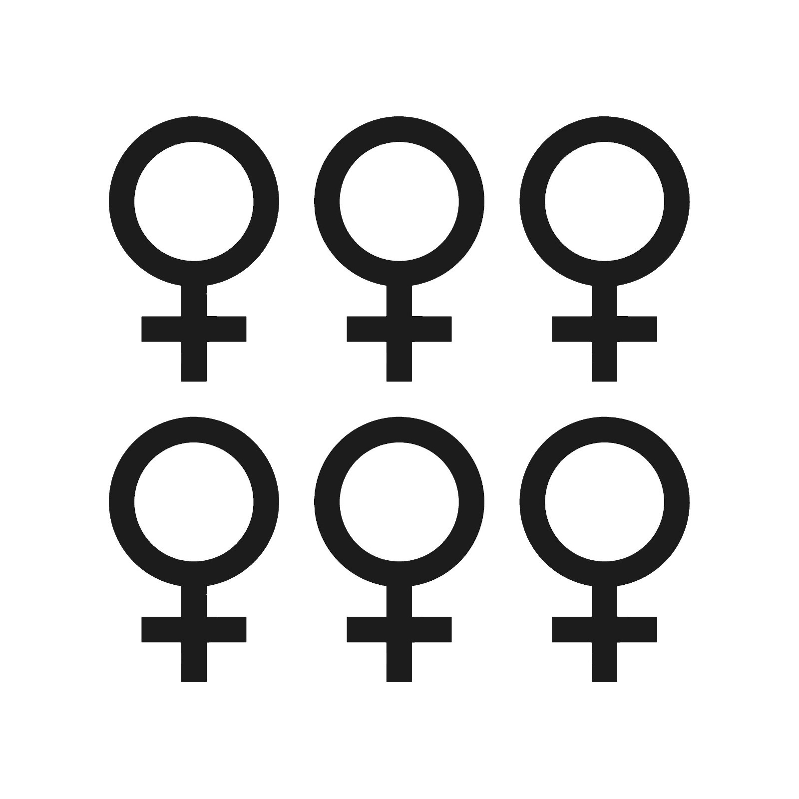 Set of 6 Female symbols Sticker Vinyl Decal Gender