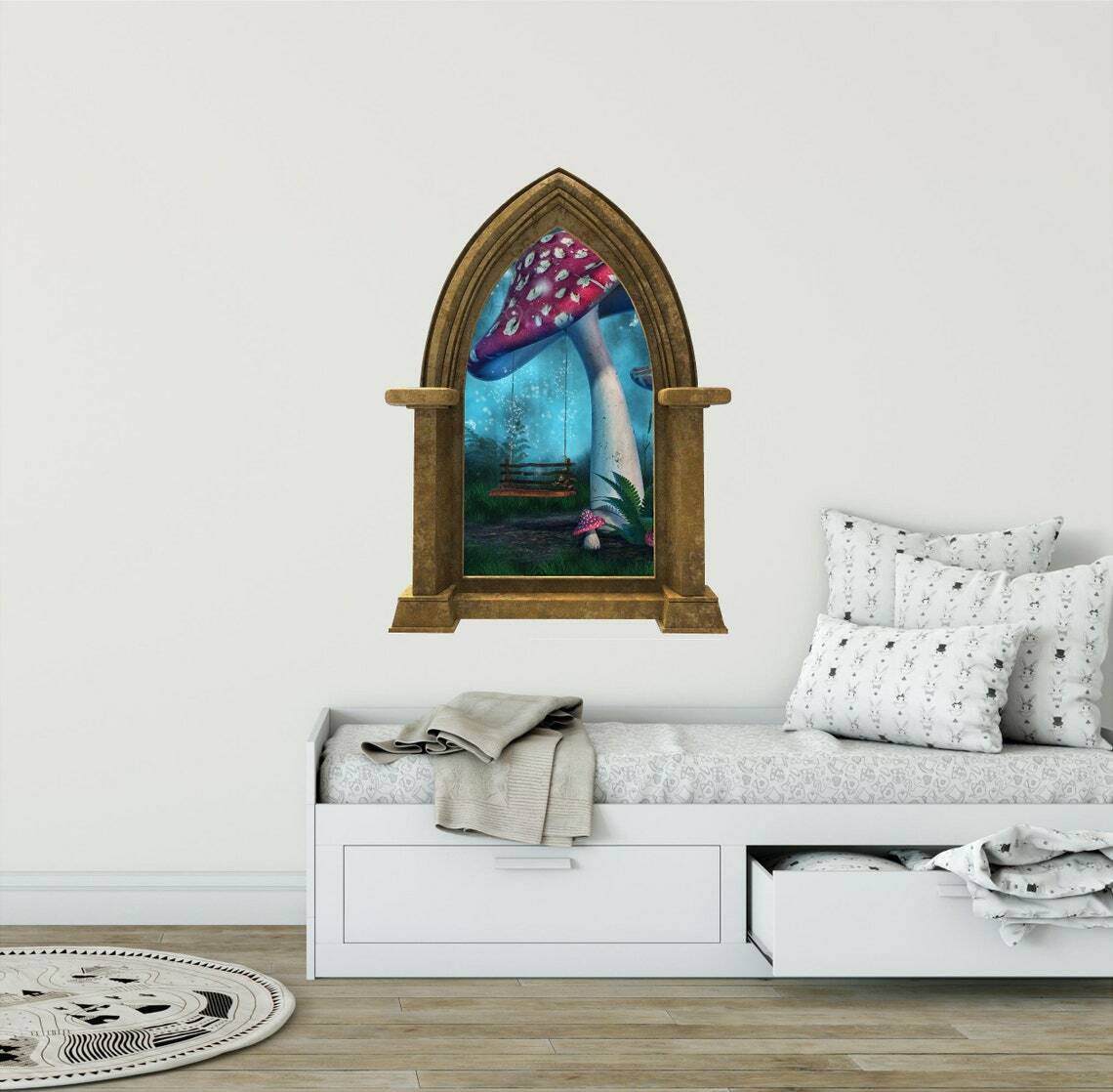 CastleScape Enchanted Mushroom Swing Wall Decal Castle Window Vinyl Wall Sticker