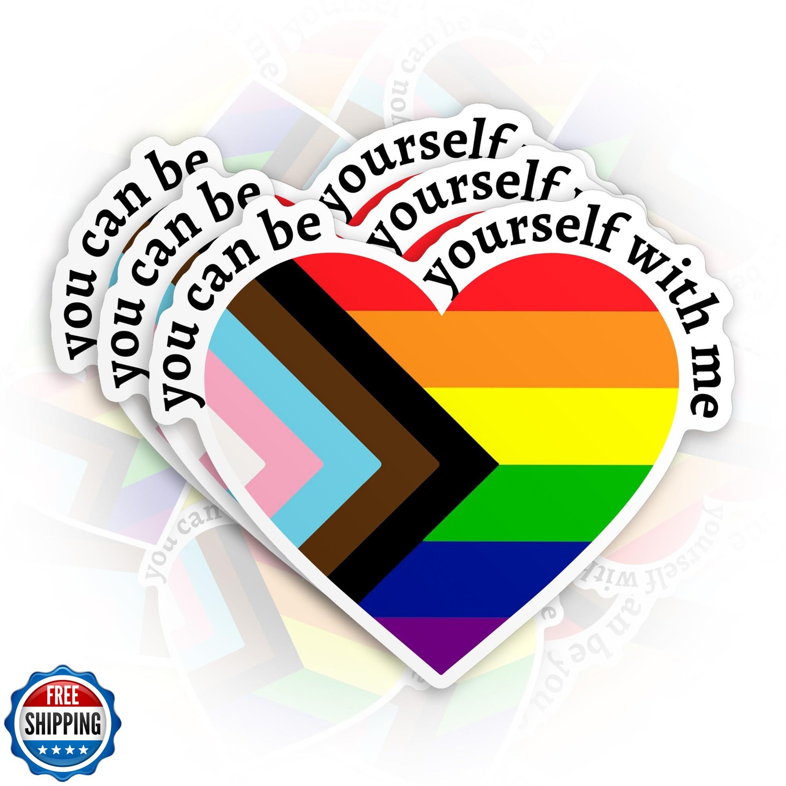 (3Pcs) You Can Be Yourself with Me Sticker 3″ Safe Space LGBT Pride Month Rai