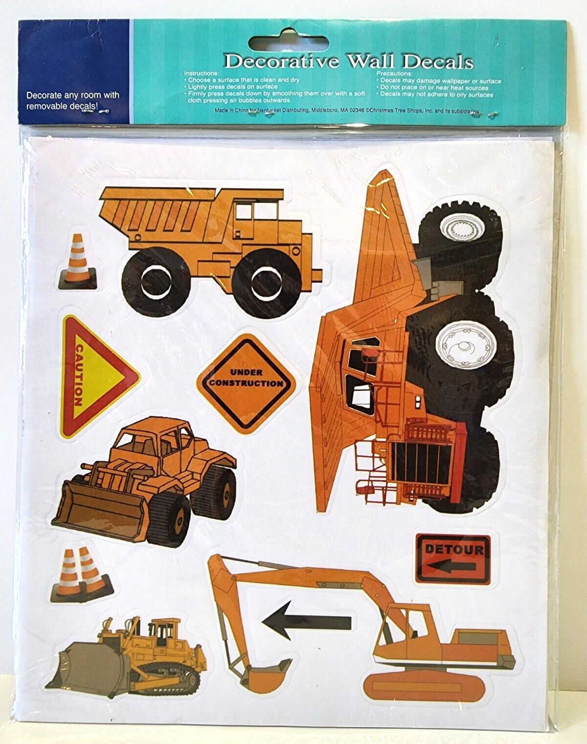 Construction Trucks Wall Decal Stickers Removable Kids Bulldozer Crane SEALED