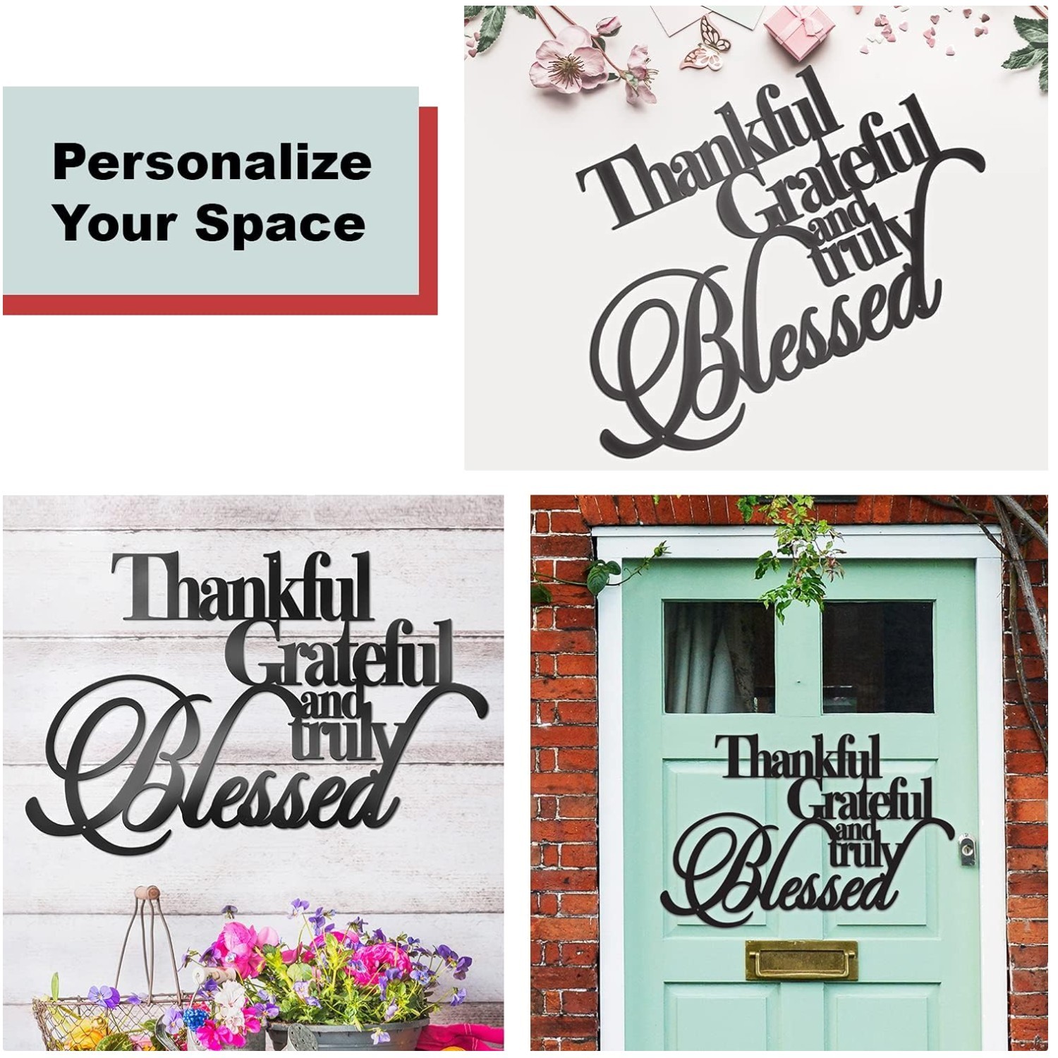 Home Decor Thankful Grateful Blessed Wall Art