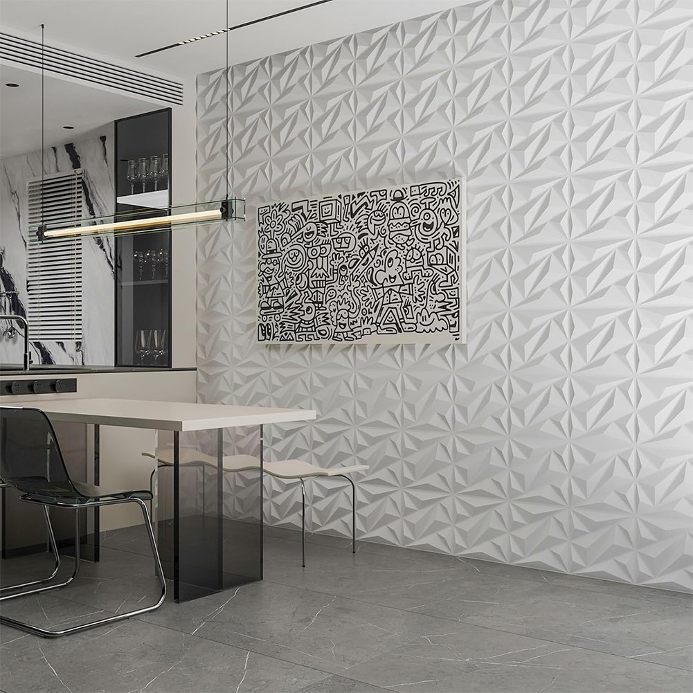 50/100Pcs 3D Wall Panel Diamond Black/White Wall Covering Panels 3D Wall Paper