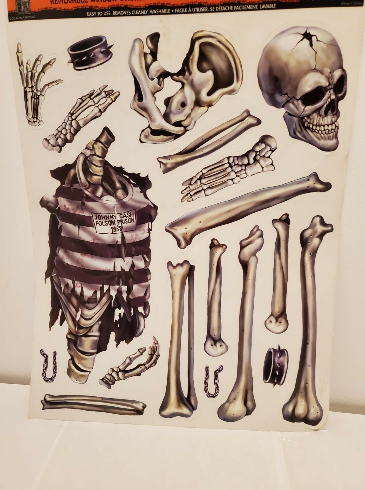 Removable window sticker Halloween skeleton Johnny Cash – (D-0026)