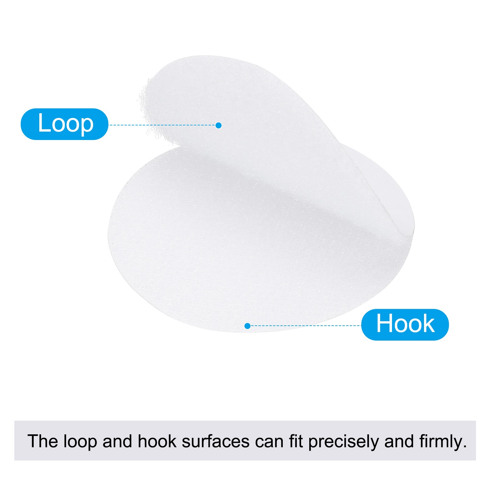 2.4 Inches Hook and Loop Dots 16 Sets Circle Self Adhesive Tape White