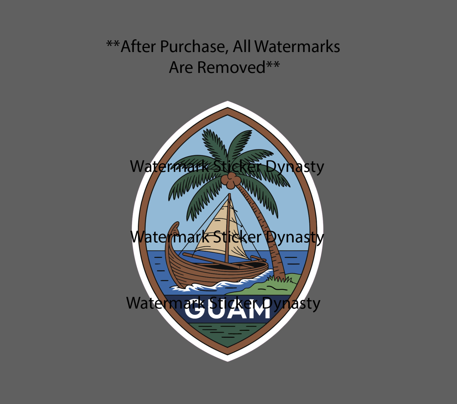 Guam Coat of Arms Sticker Waterproof Decal Island Maritime Boat Sail Gift NEW
