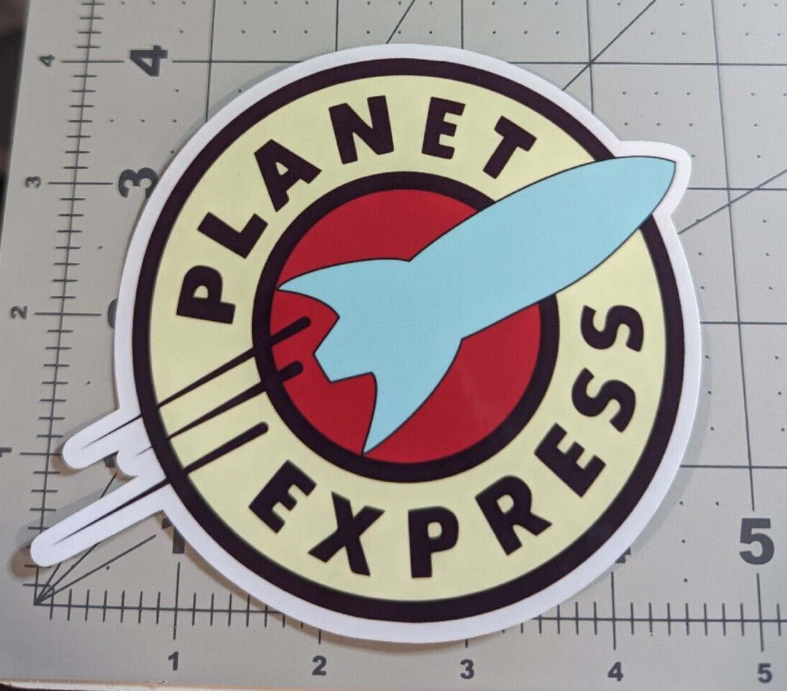 Planet Express logo from “Futurama” die-cut vinyl sticker 4.25×4″