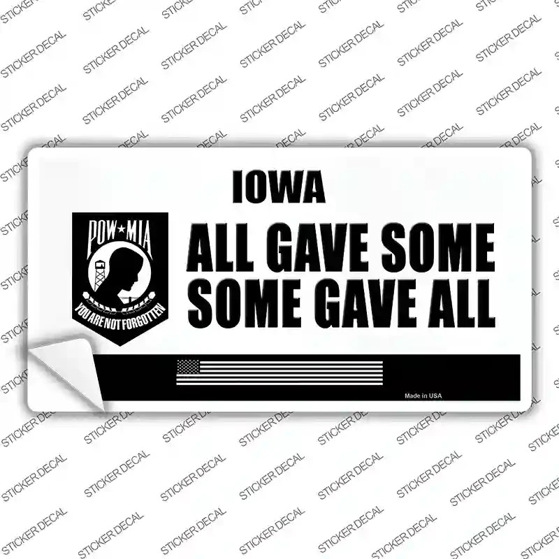 Iowa All Gave Some Some Gave All POW MIA Vinyl Decal Stickers – Various Sizes
