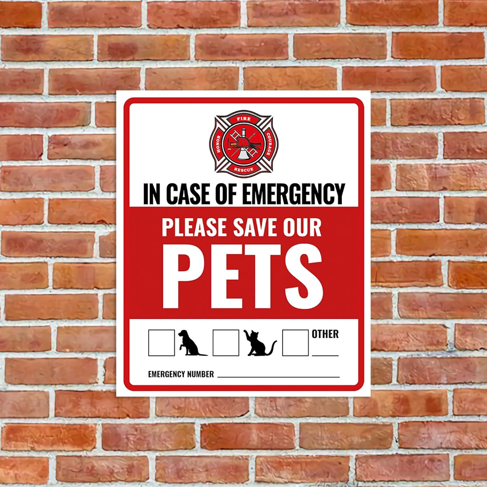 12Pcs Pets Inside Fire Rescue Sticker – 12x10cm Pet Alert Safety Decal for Do…