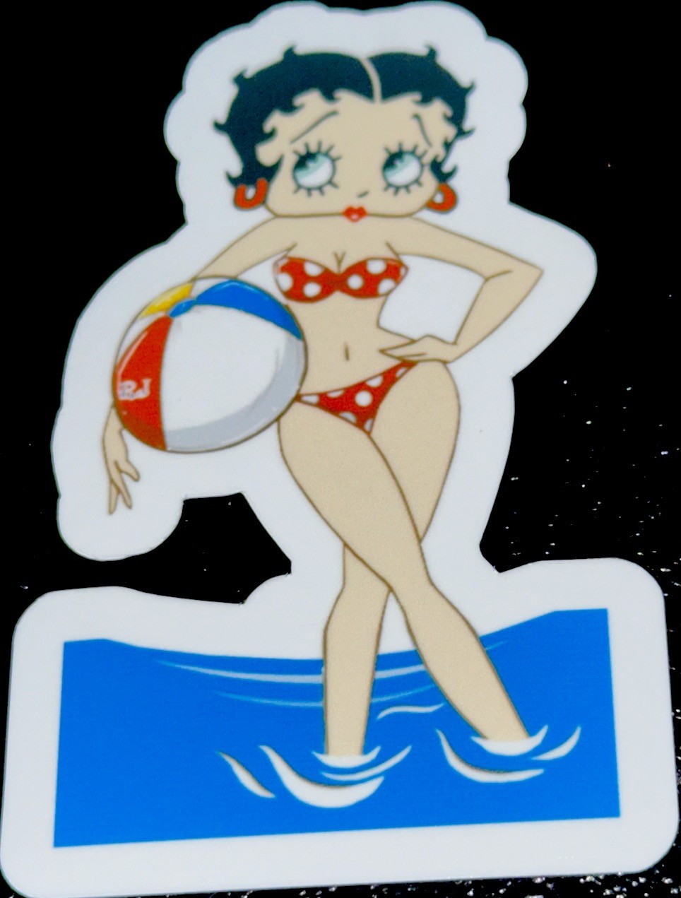 BETTY BOOP STICKER✨💋👙🏖️👙💋✨4” X 2 1/4”✨GLOSSY✨BEACH TIME✨LEST PLAY✨🔥❤️‍🔥💫
