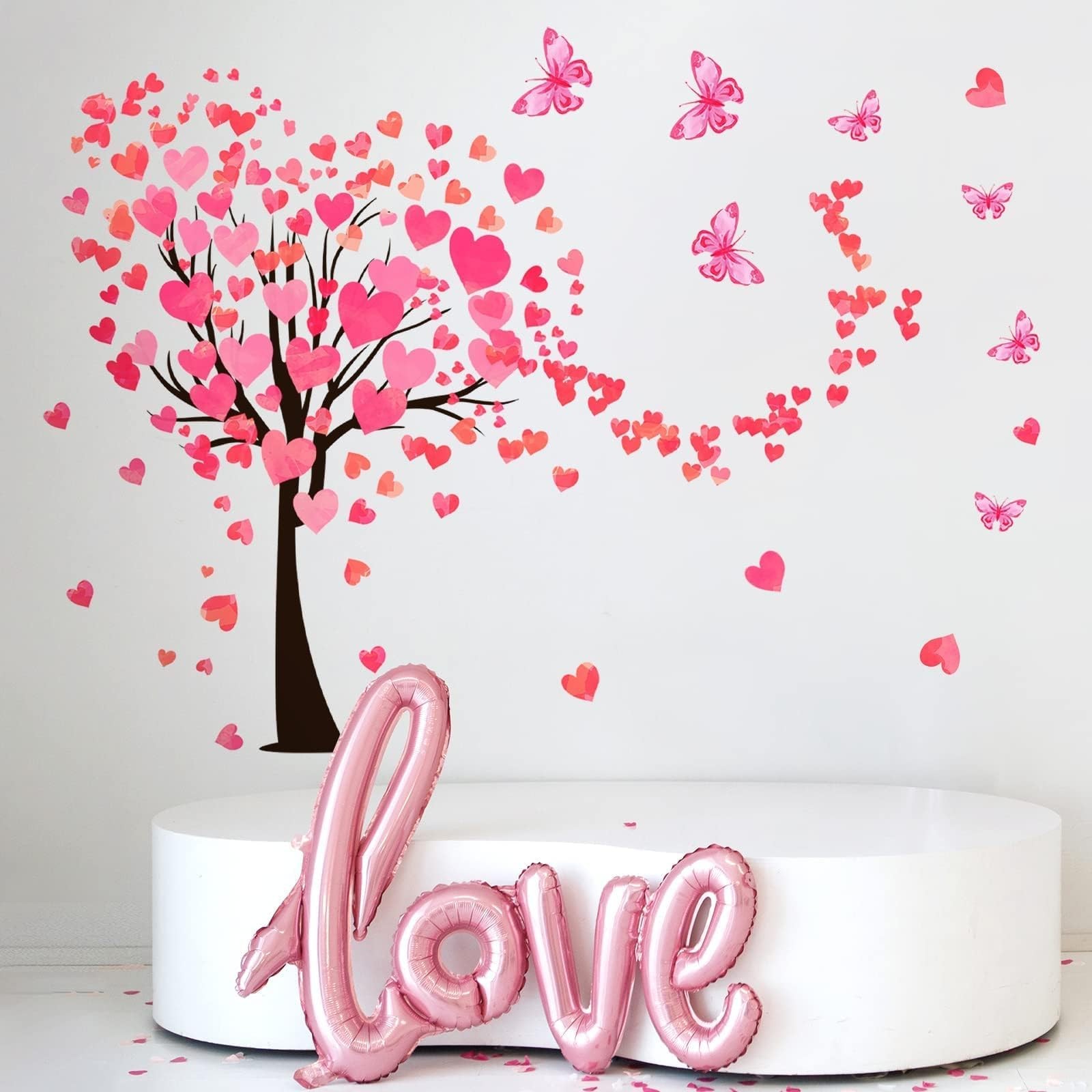 Heart Tree Wall Decal 48x34in Red Vinyl