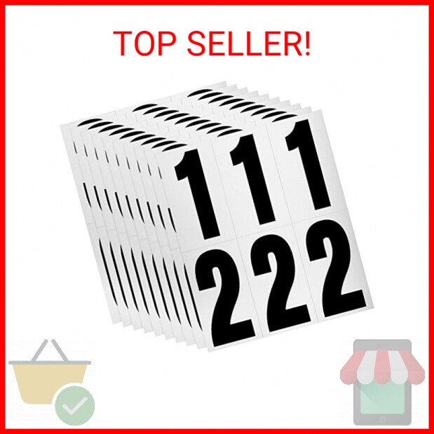60 Numbers, Reflective Adhesive Mailbox Number Pack, 3″, Waterproof Number Stick