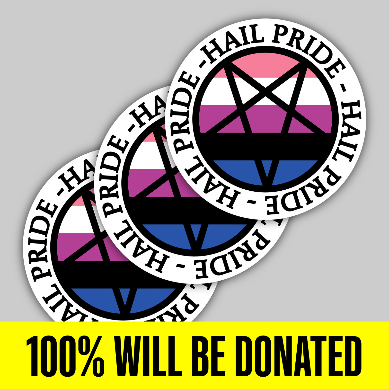 “Hail Pride!” 3 Genderfluid Satanic Sticker Pack (5 inches)