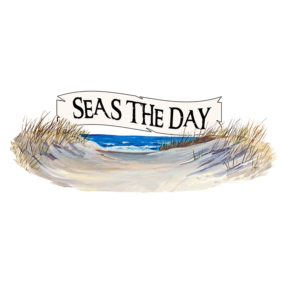 Decal Vinyl Sticker “Seas The Day” -Beach Scene Made in USA
