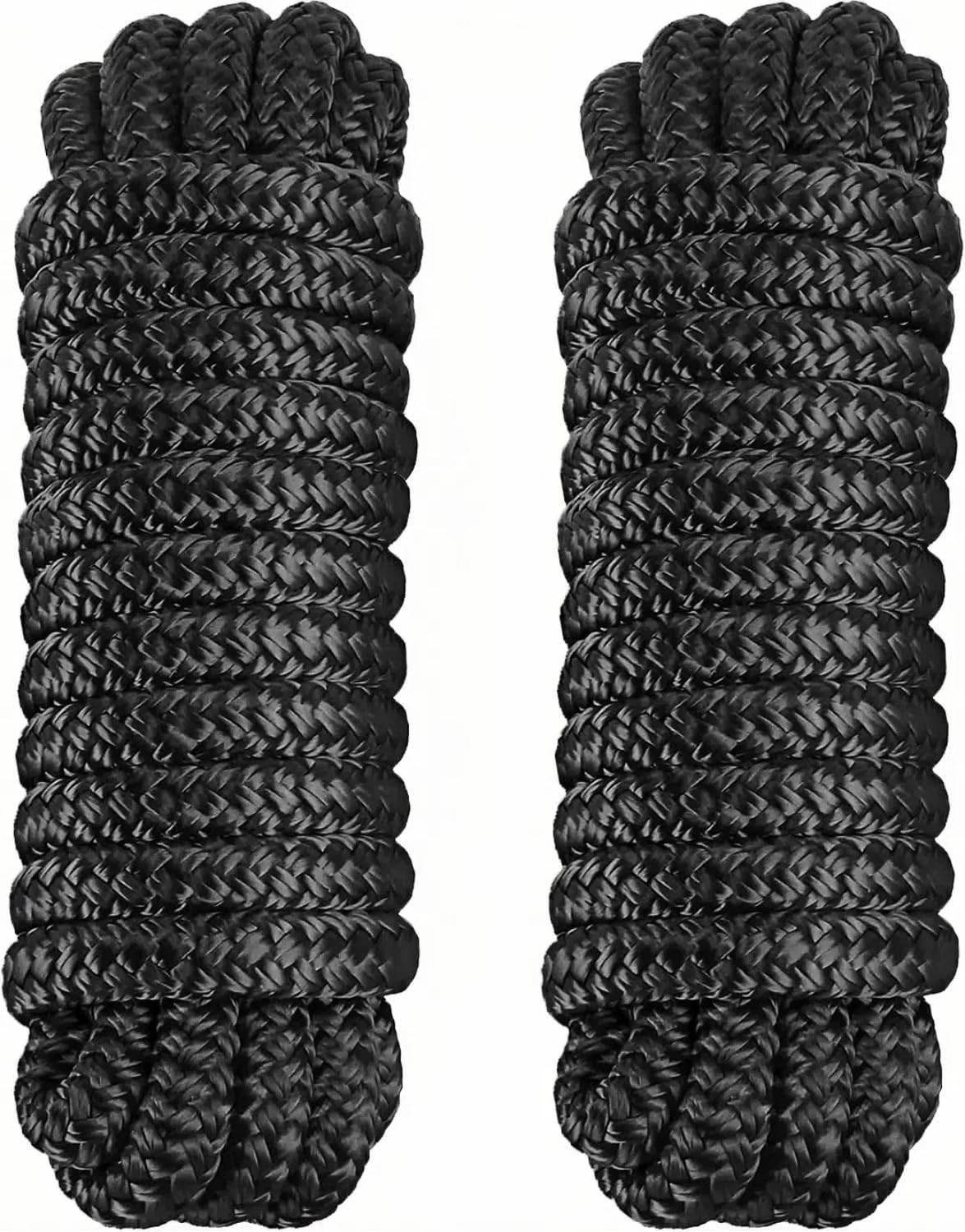 2 Pack 3/8″ x 15′ Dock Lines – Marine Grade Nylon Boat Rope with 12″ Loop for…
