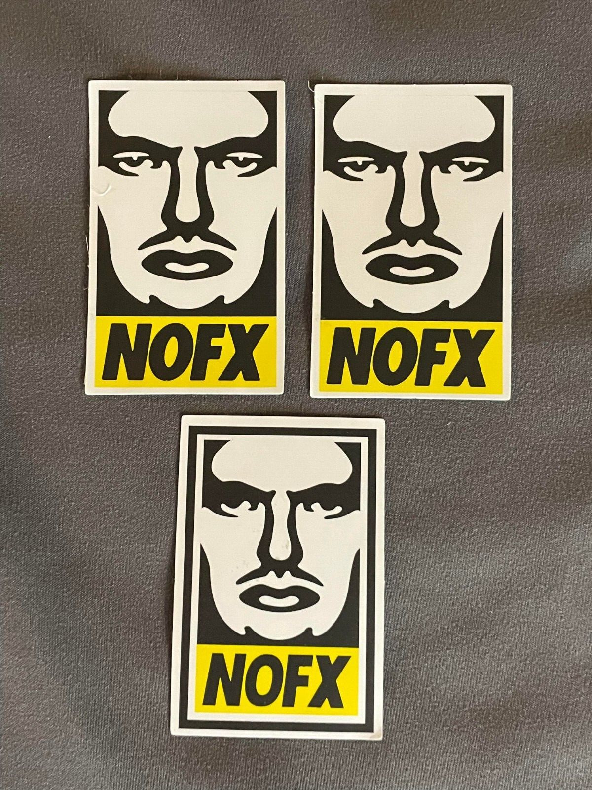 Lot (3) NOFX 2″ to 3″ Band Logo Stickers Yellow Black White FAST! FREE SHIP!