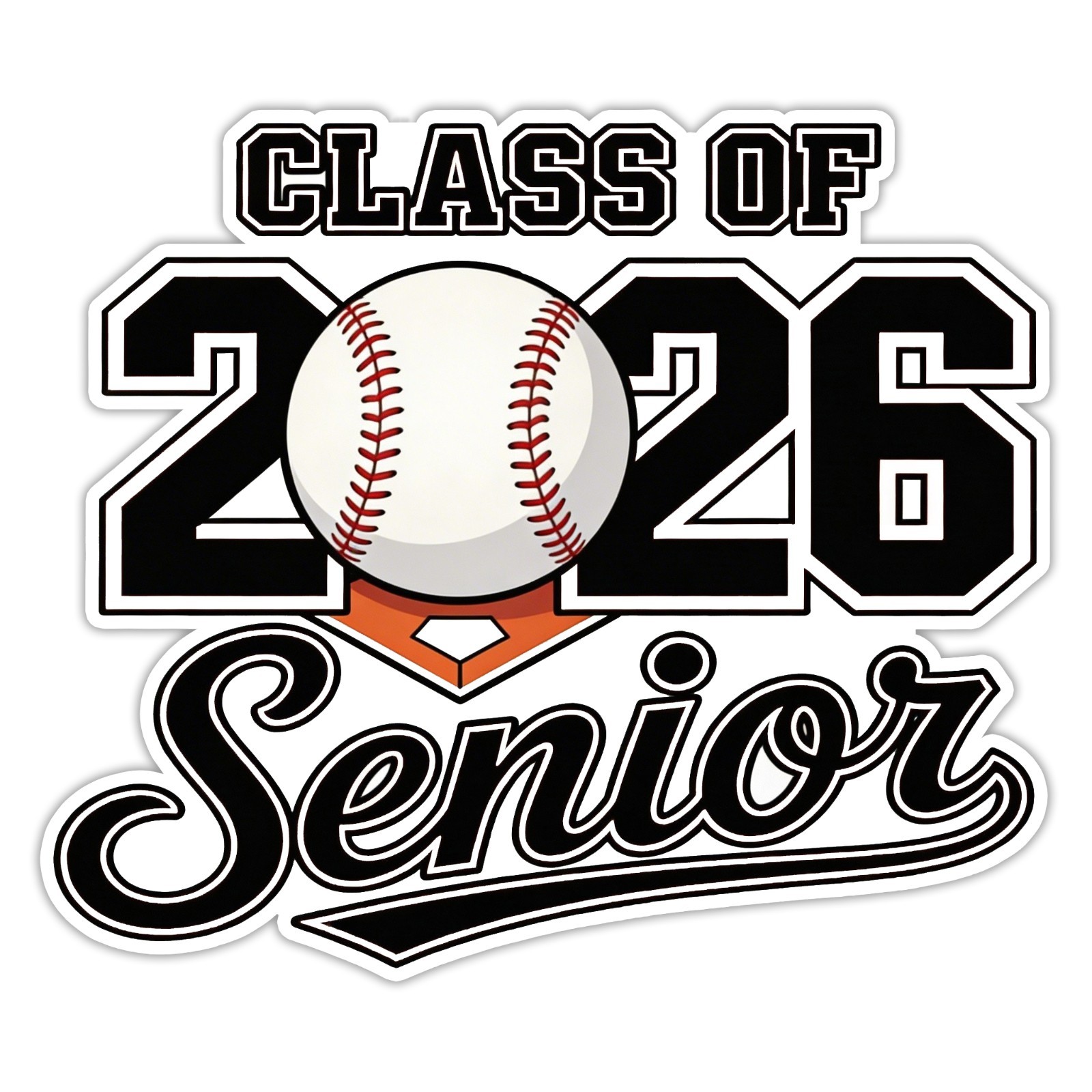Class of 2026 Baseball Stickers Senior Graduation Decoration Sports Vinyl Base