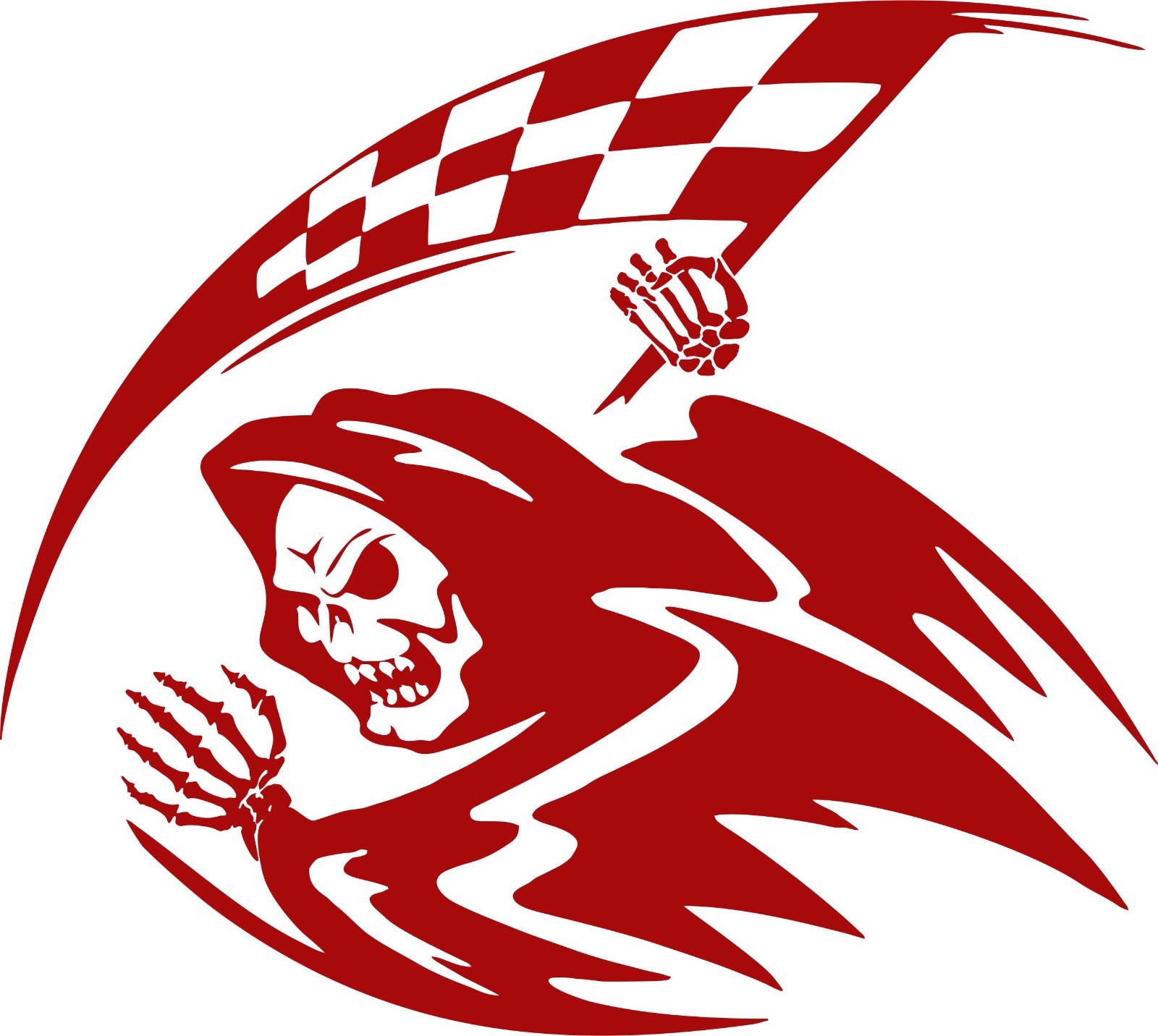 Grim Reaper Racing Checkered Flag Racecar Car Truck Laptop Vinyl Decal Sticker