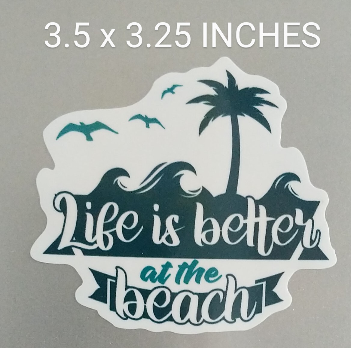 3.5″ Life is Better At The Beach Decal Vinyl Sticker Palm Trees Ocean Waves Sea