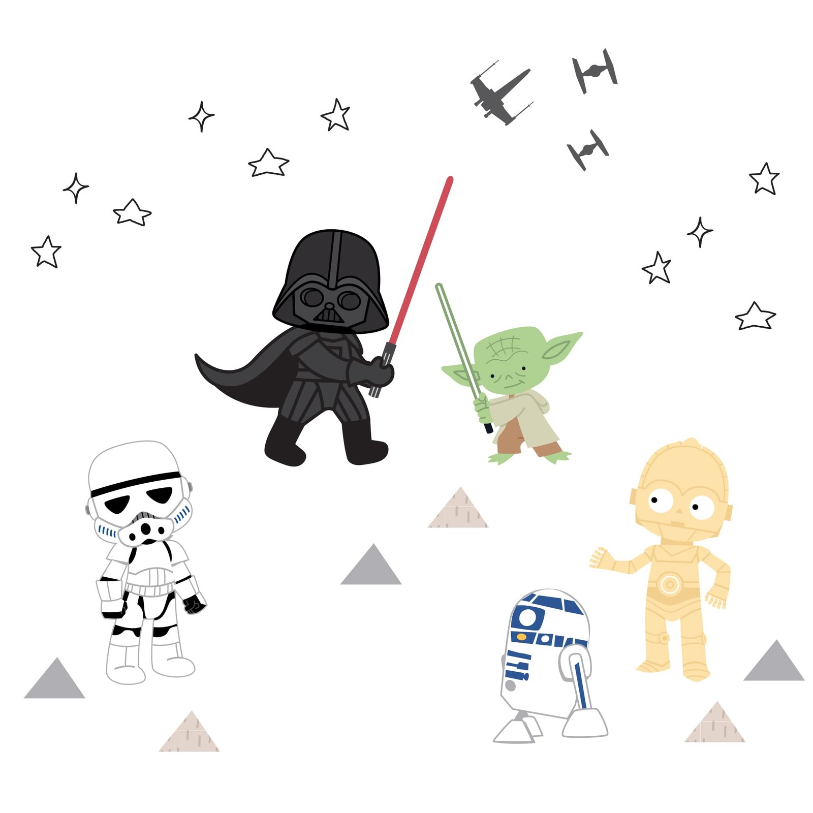Star Wars Wall Decals – Yoda, Darth Vader, R2-D2, -3PO