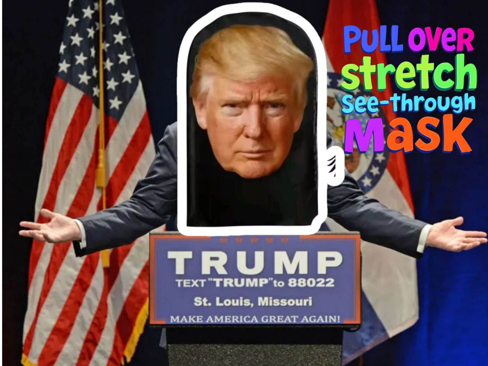 👑👀 President Donald J. Trump Breathable SIGNATURE MESH Mask Full Face Costume