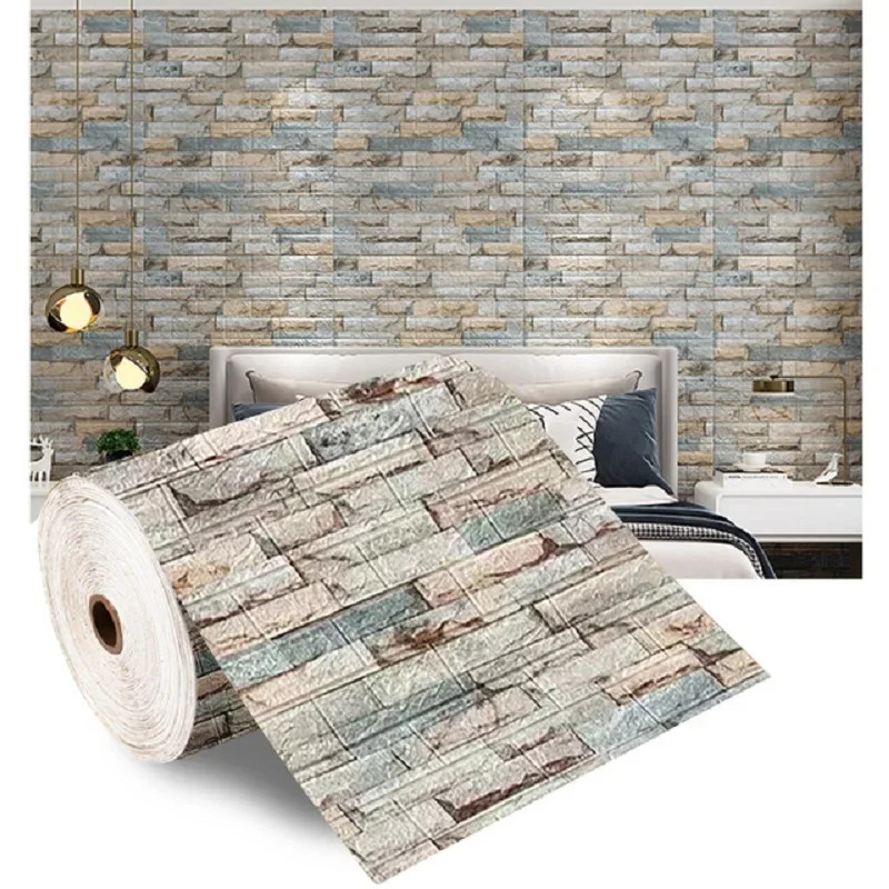 3D Foam Brick Wall Decals Self Adhesive Waterproof Wallpaper for Living Room TV