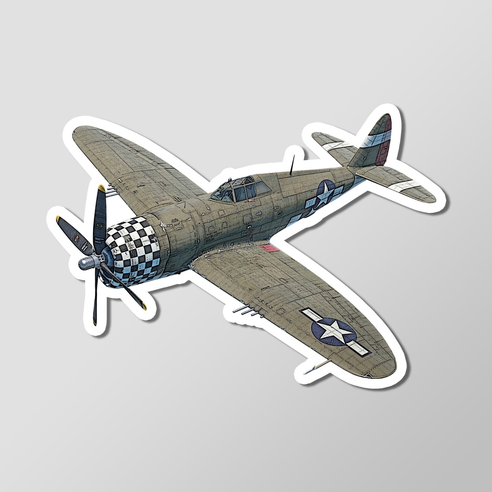 P-47 Thunderbolt ‘Razorback’ WW2 Fighter Plane Vinyl Laptop Glossy Sticker 4″