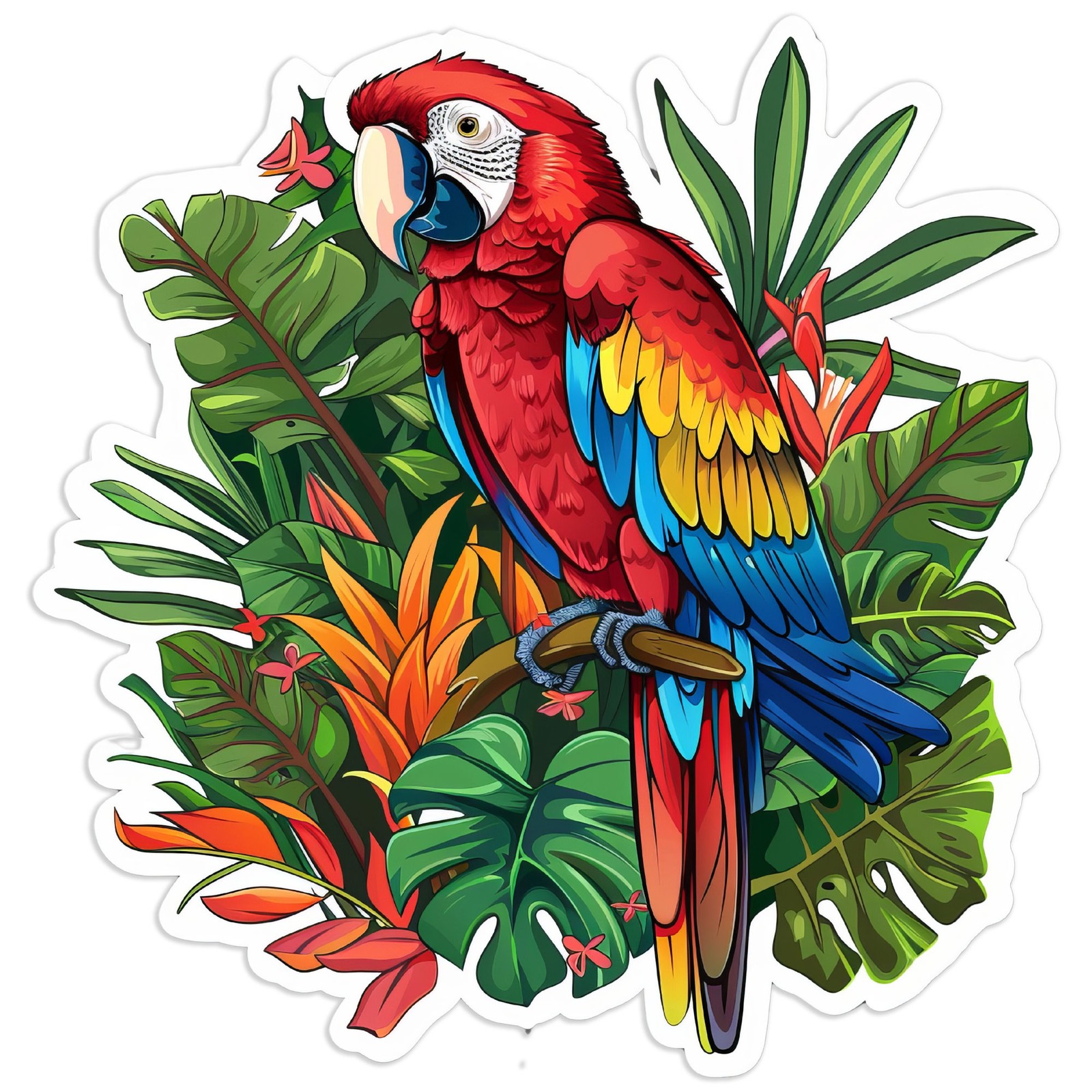 Colorful Tropical Parrot – Vinyl Decal Sticker – Car Window Laptop – #1600