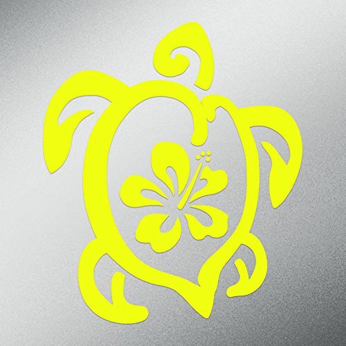CMI DD541Y Hibiscus Turtle Decal Sticker | 5.5-Inches by 5-Inches | Premium