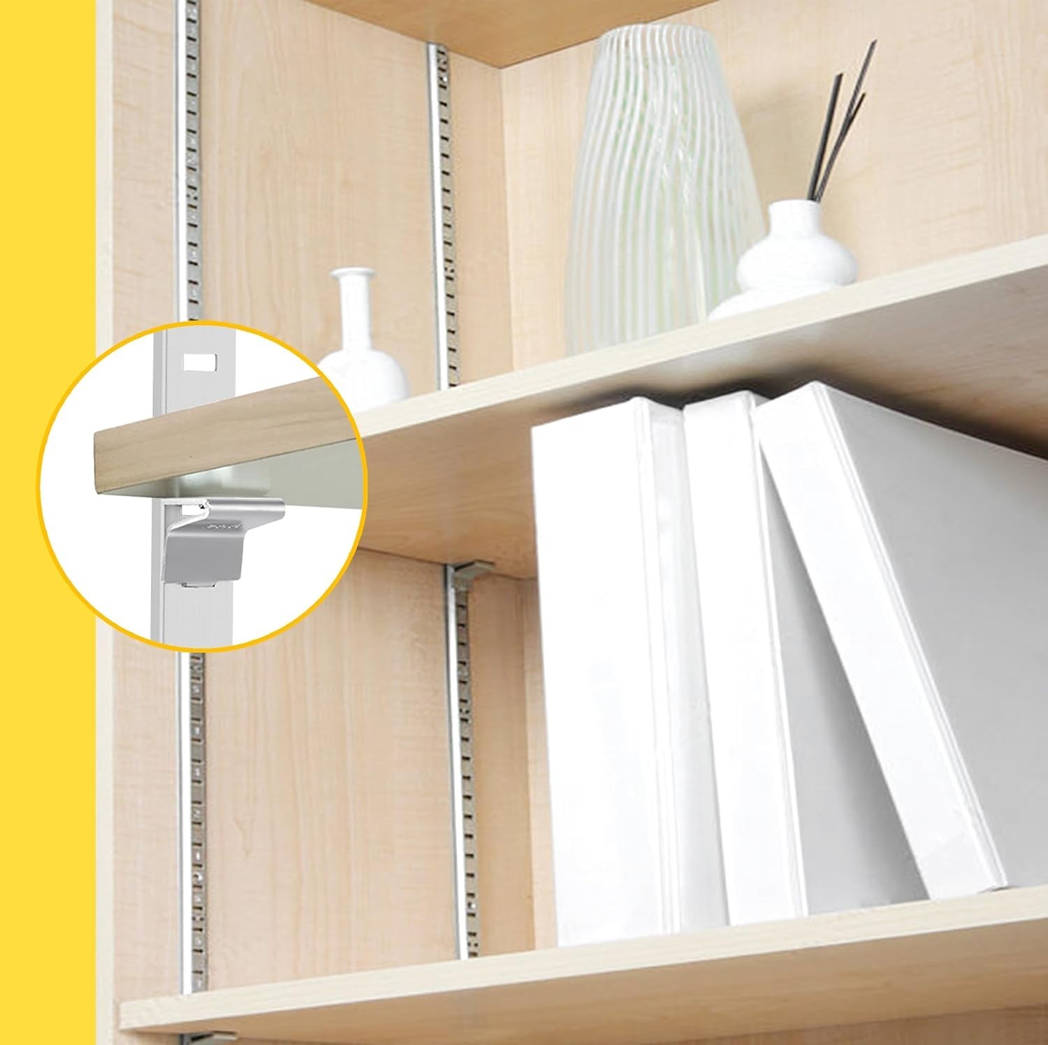 Adjustable Shelf Bracket 40 Inch 8 Pack Silver Pilaster Strips Rail Track Wall