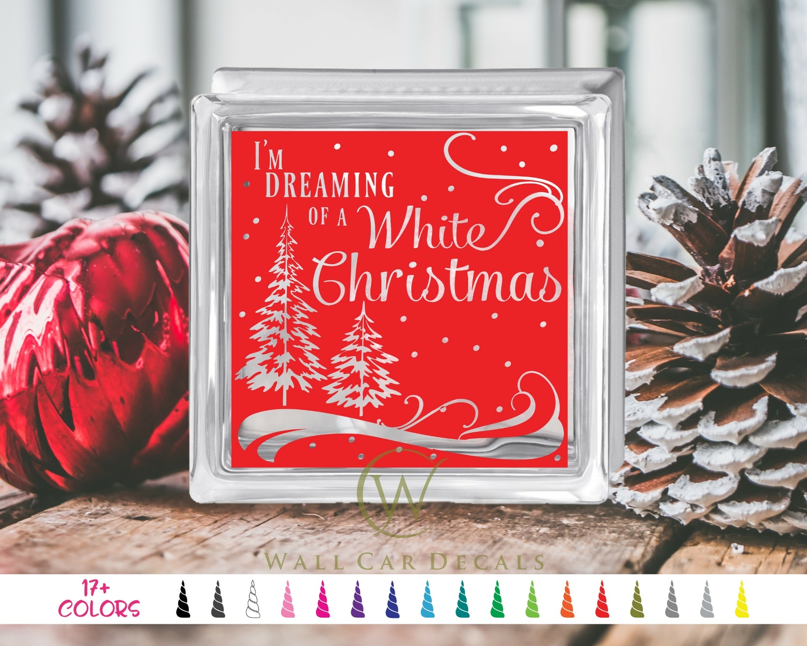 Dreaming of a White Christmas Glass Block Decal Craft DIY Sticker Holiday Shadow