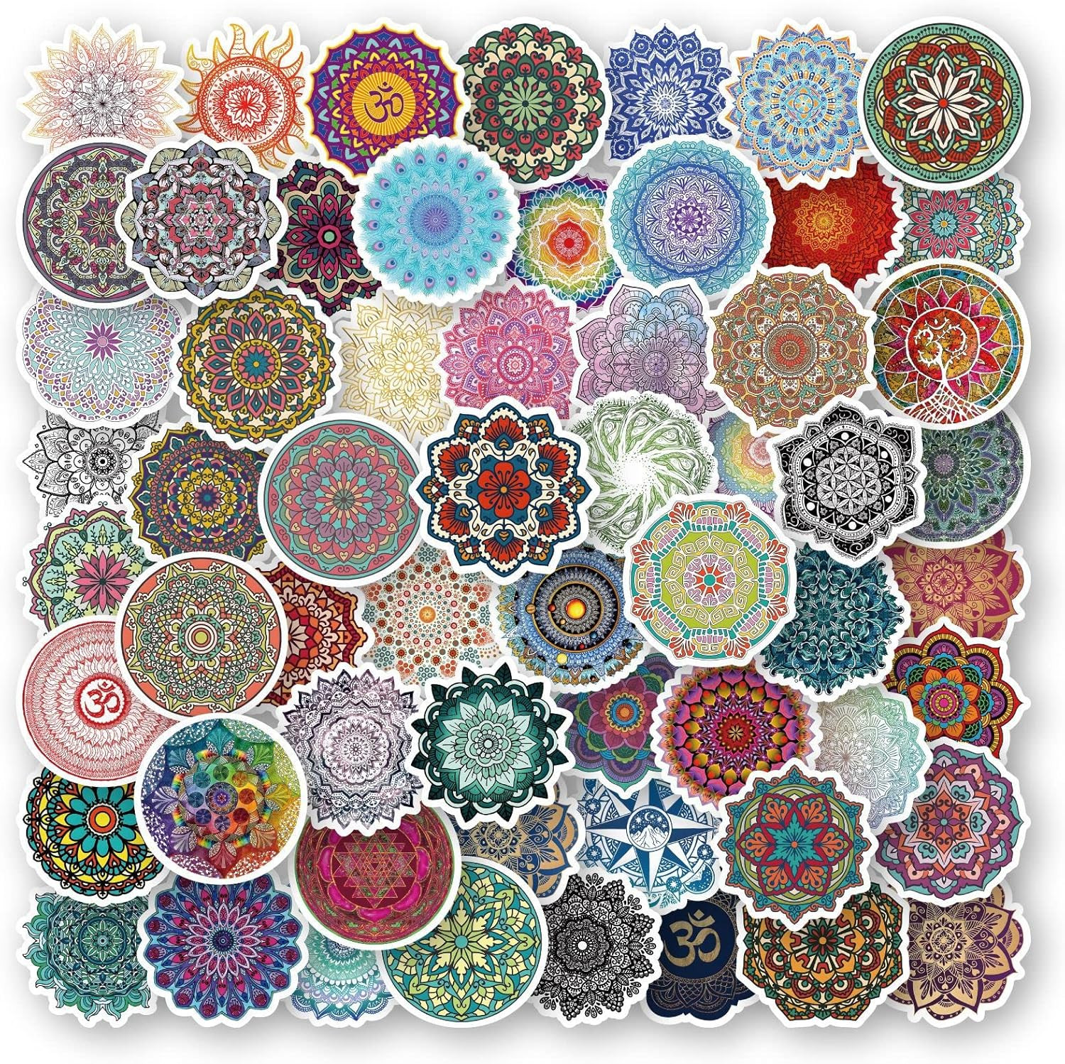 60PCS Mandala Stickers for Laptop Water Bottle, Aesthetic Waterproof Vinyl Decal