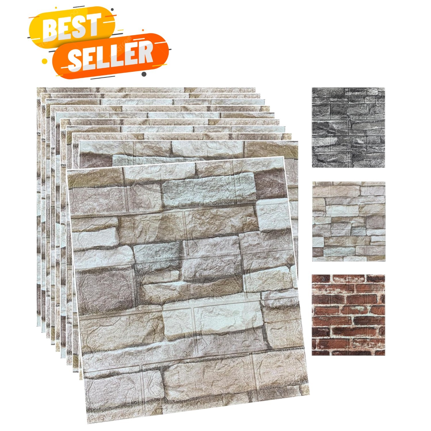 10PCS 3D Wall Panels Peel and Stick Foam 3D Brick Wallpaper Peel and Stick Fa…