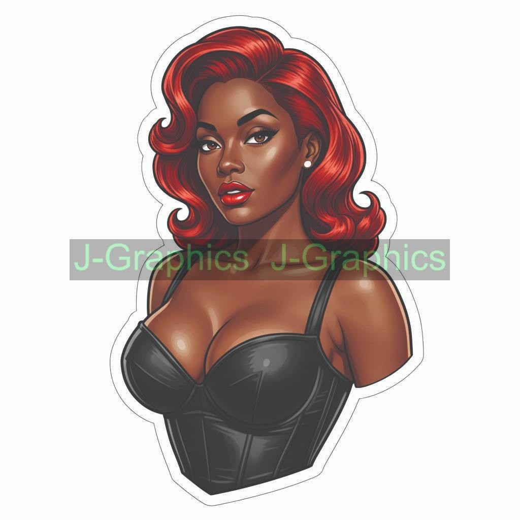 Pinup VINTAGE girl sticker vinyl decal corset busty cheeky sexy seductive ZZ