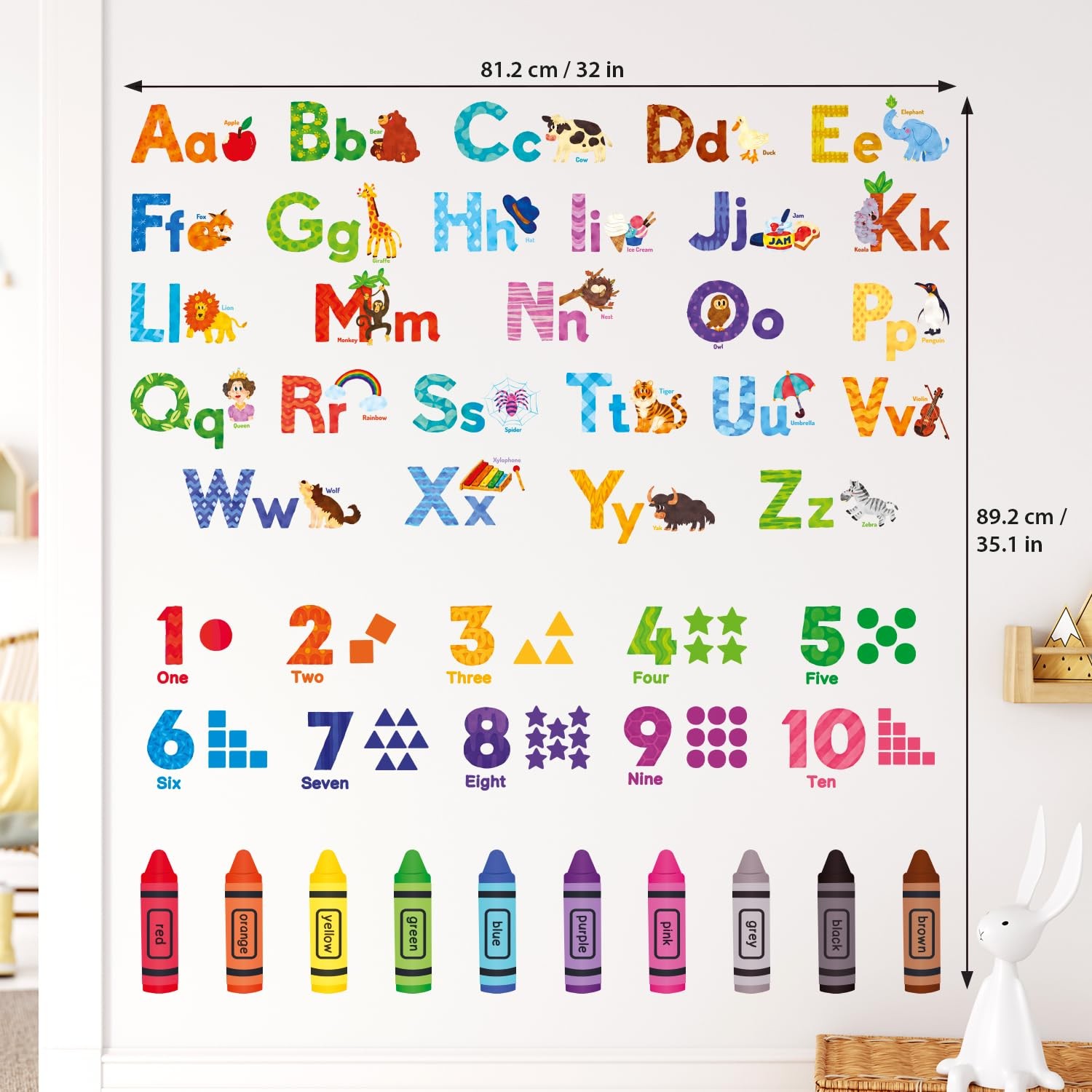 Animal Alphabet & Numbers Wall Stickers for Room (DS8-8044)