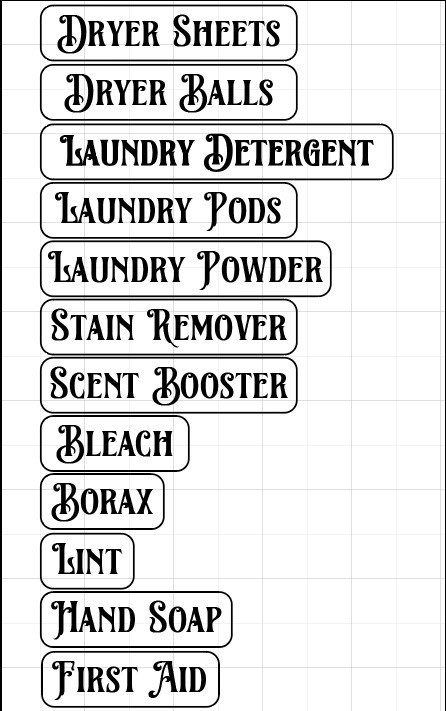 5″ x 8″ Sticker Sheet 2 Laundry Organization Labels Orajet Vinyl Black Font