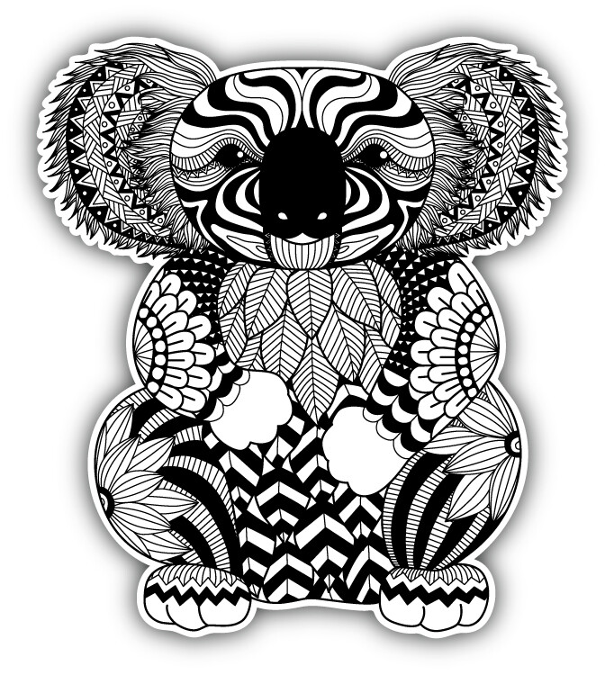 Patterned Koala Car Bumper Sticker Decal