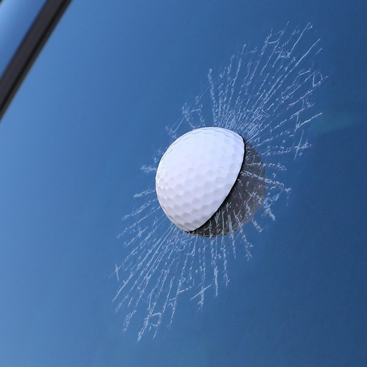 “3D Prank Tricky Broken Glass Sticker Car Window Ball Hits Self Adhesive Funny “
