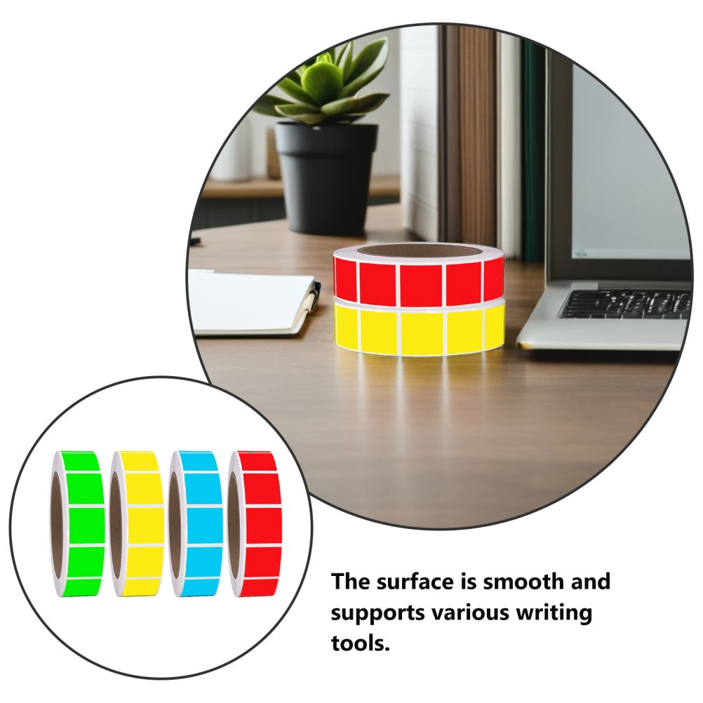 4 Rolls Square Color Coding Stickers: 1 X 1 Inch Removable Adhesive Inventory