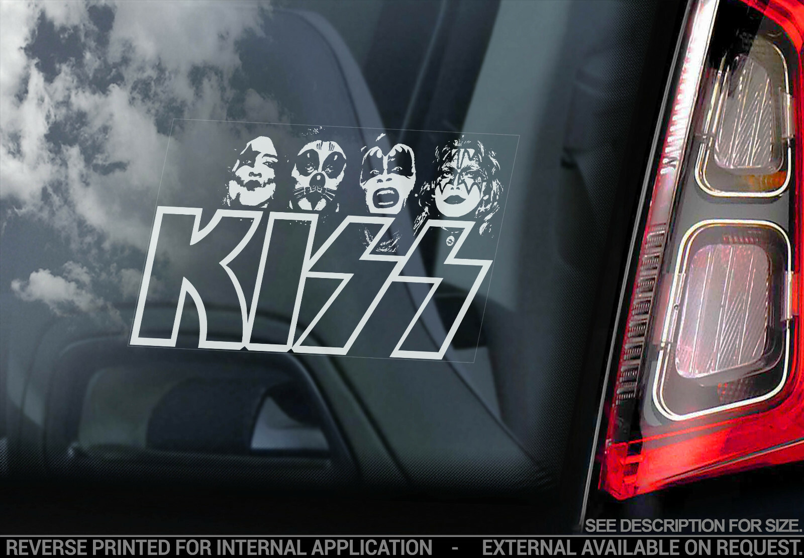 KISS Car Window Sticker – Music Decal Sign, Rock Band Fan Gift -V07