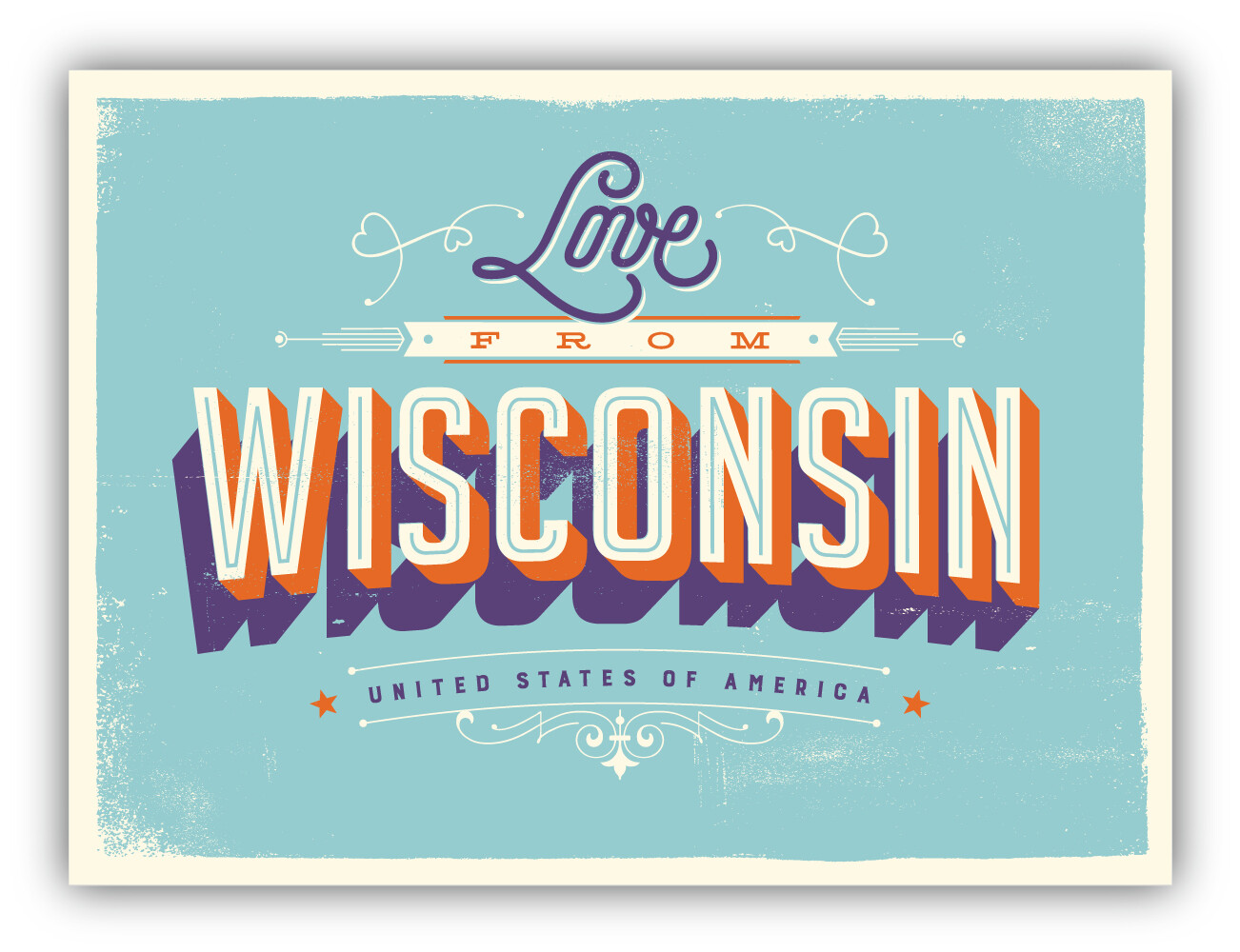 Love From Wisconsin USA Vintage Vinyl Sticker Decal