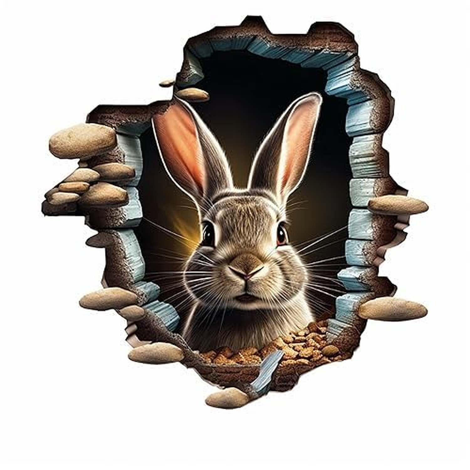 Cute Rabbit Hole In Wall Sticker For Playroom Decor, Boys Room, Living Room, …