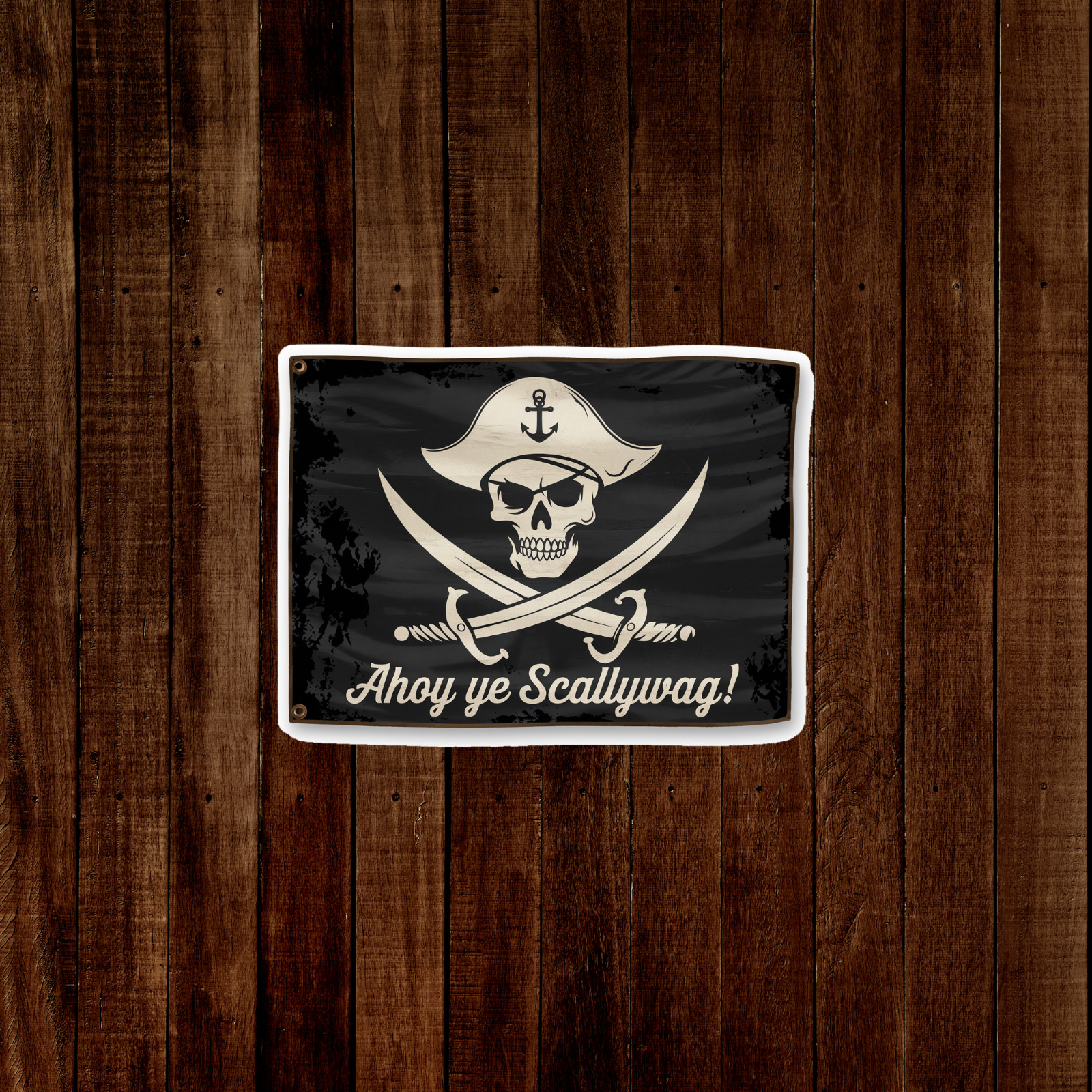Ahoy ye Scallywag! Pirate Flag Skull & Swords Wall Decor Art #3221