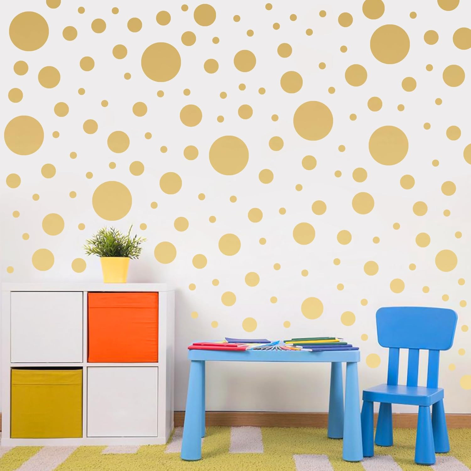 Polka Dot Wall Decals Gold Wall Decal Peel and Stick Kids Decals Removable round