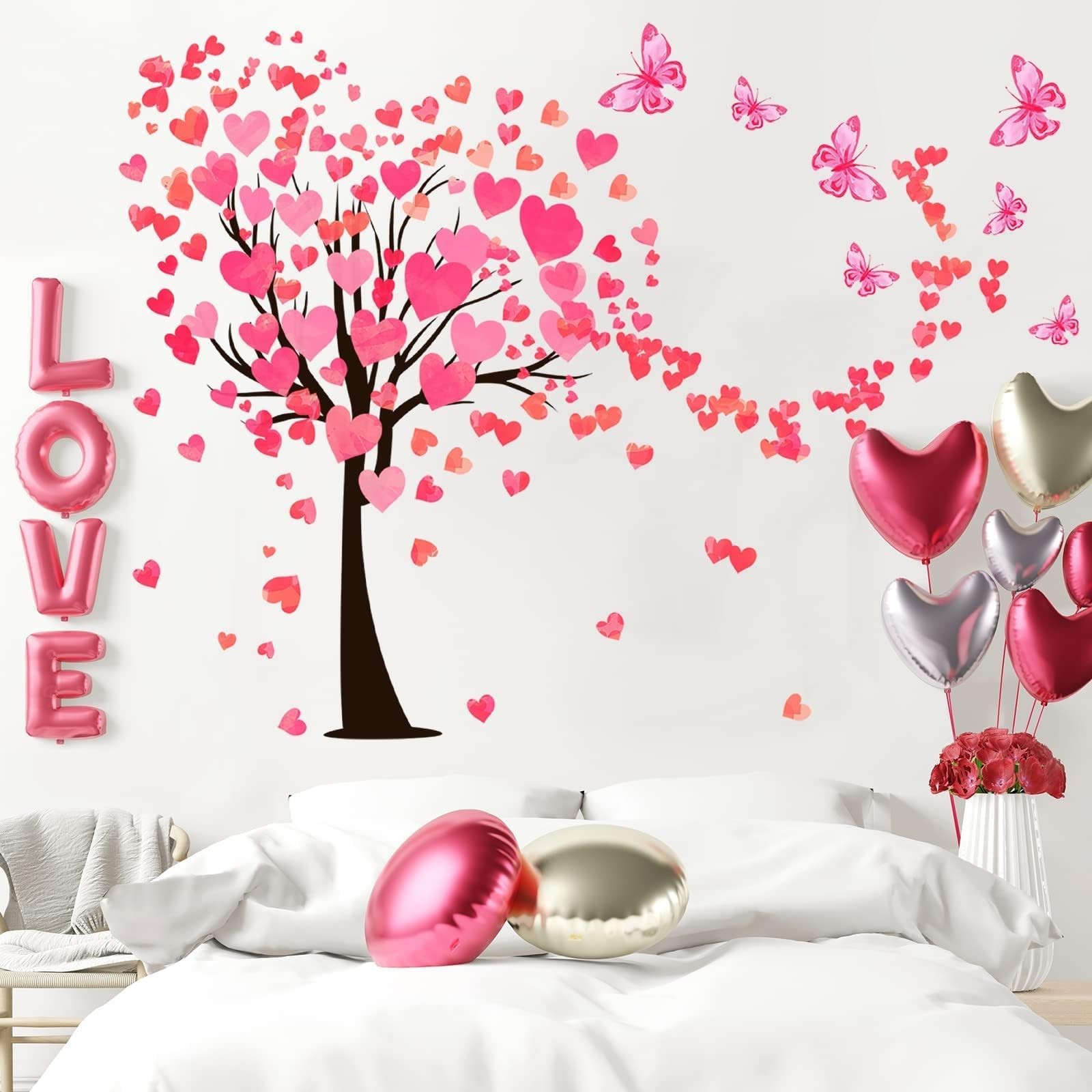 Heart Tree Wall Decal 48x34in Red Vinyl