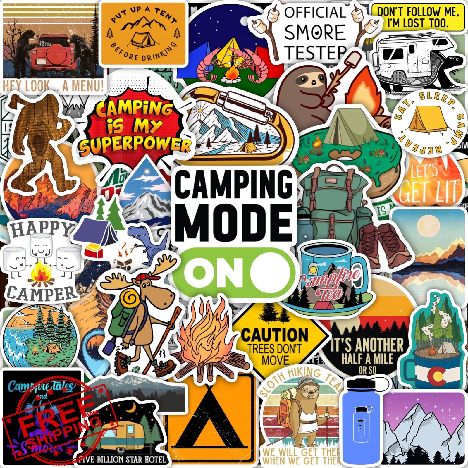 BulbaCraft 100 Pcs Camping Stickers