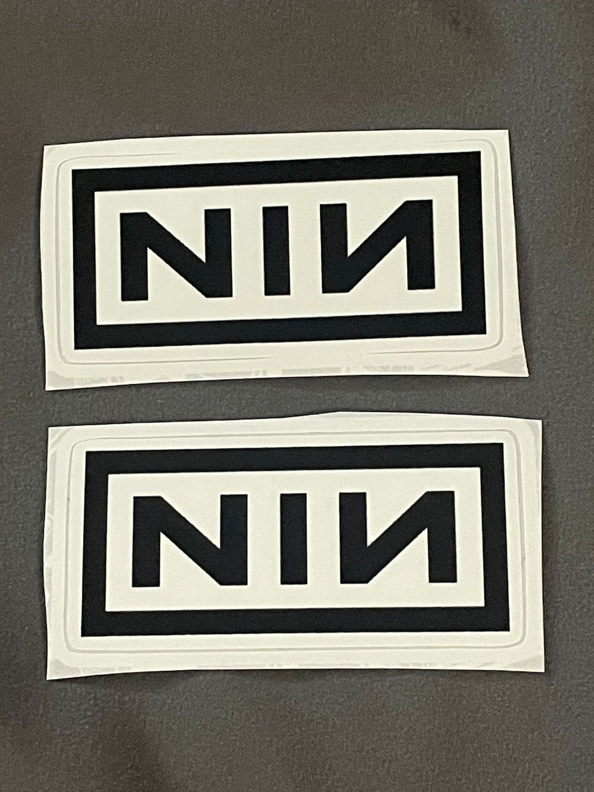 Lot of (2) NINE INCH NAILS 1 1/8″ x 2 1/2″ Band STICKERS White Black FAST! FREE!