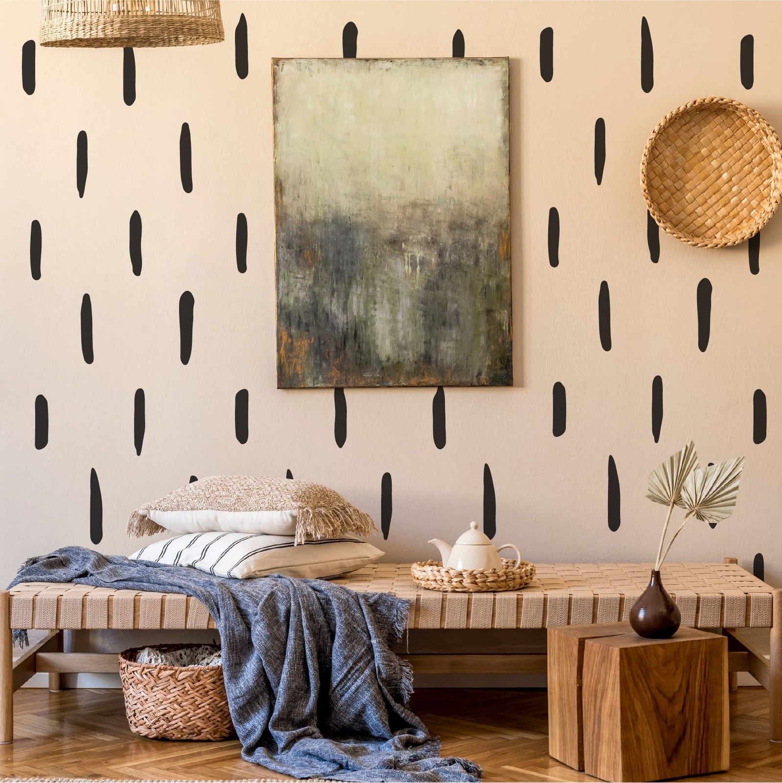 Black Thick Irregular Line Vinyl Abstract Wall Decals, Peel and Stick Modern …