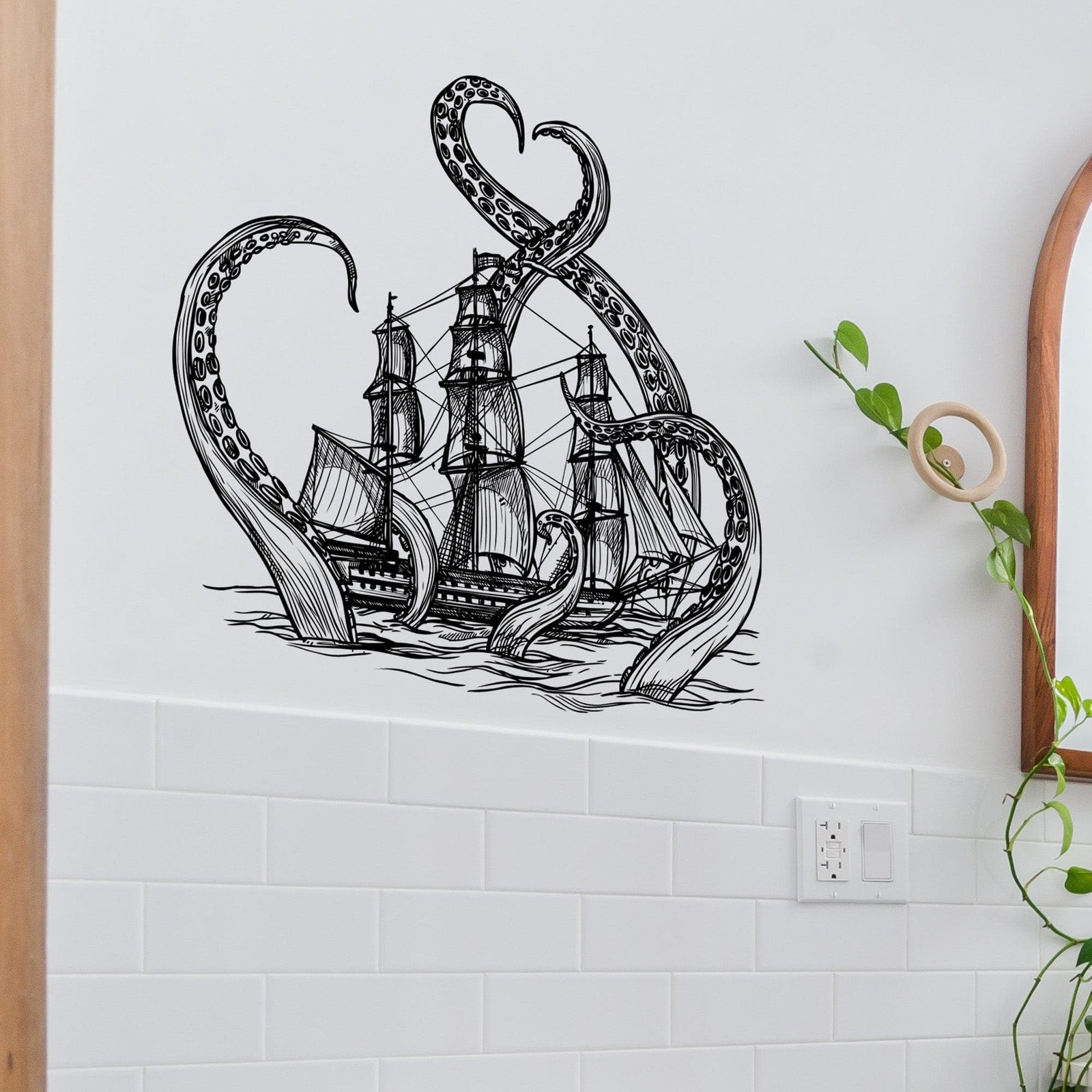 Beach Nautical Theme Fantasy Kid’s Room Decor. Kraken Octopus Wall Decal Sticker