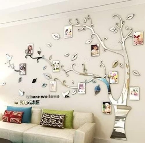 Customizable 3D Tree Wall Decal: Family Photo Frame Sticker, Waterproof, 54x39in